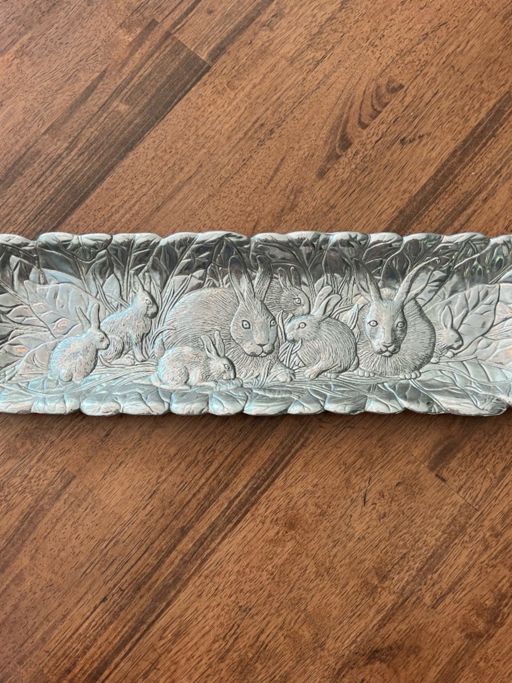 Vintage Arthur Court Serving Platter Tray Easter Bunny Aluminum 1990 High Relief